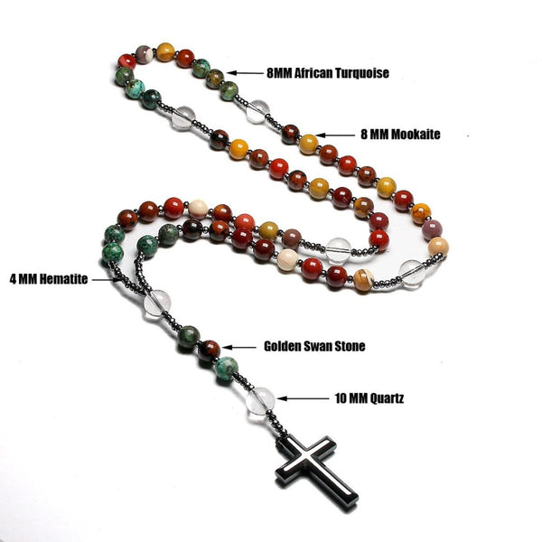 Natural Stone Cross, Christian faith, gemstones, protection crystal, handmade, positive energy