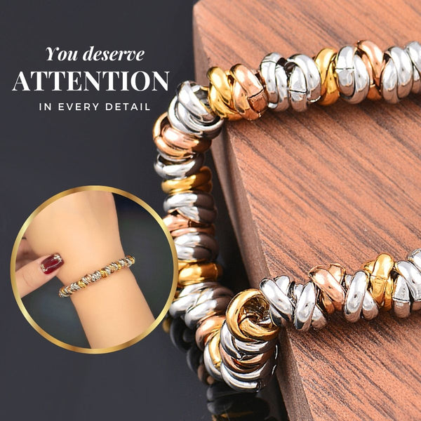 powerful woman, unique style, striking bracelet