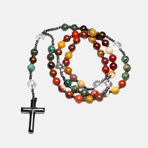 Crucifixo de Pedras naturais, fé cristã, pedras preciosas, cristal de proteção, artesanal, energia positiva