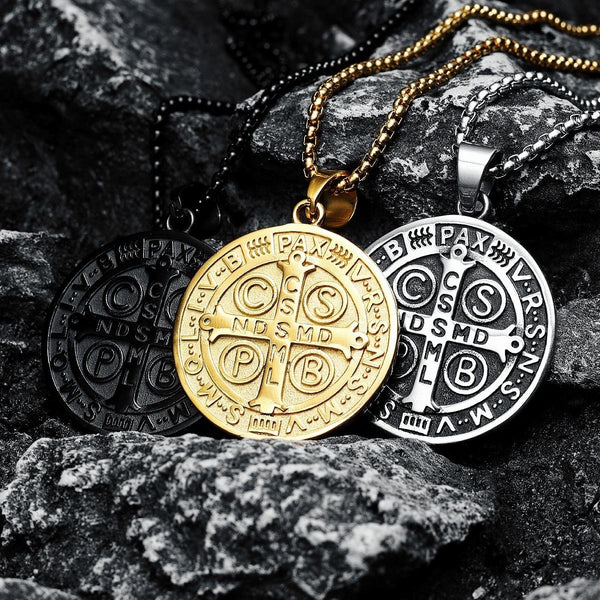 Saint Benedict pendant, necklace St. Benedict, medallion jewelry, Religious, Benedictine necklace, Patron Saint pendant, Christian symbol, jewelry Catholic necklace, charm