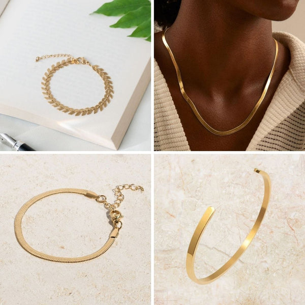 elegant necklace, luxury accessories, stylish bracelet, gold chain, class, sophistication, minimalist, aesthetic, stylish set, women's set, feminine jewelry
