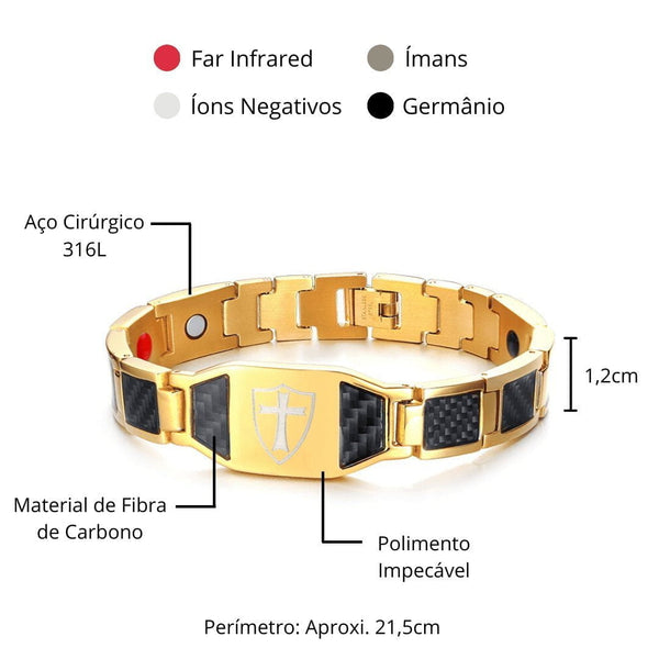 Terapia magnética, pulseira masculina, pulseira banhada a ouro, pulseira moderna, aço inoxidável, moda masculina, qualidade, antialérgico, ímãs, design moderno, atitude, poder, sofisticado, elegância, bracelete masculino