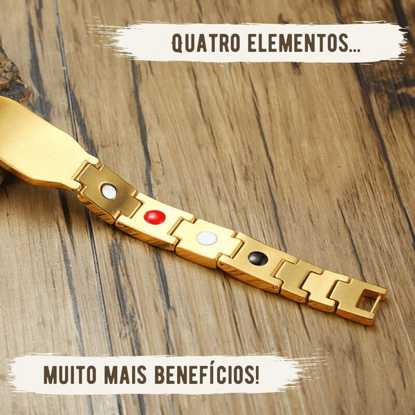 Terapia magnética, pulseira masculina, pulseira banhada a ouro, pulseira moderna, aço inoxidável, moda masculina, qualidade, antialérgico, ímãs, design moderno, atitude, poder, sofisticado, elegância, bracelete masculino