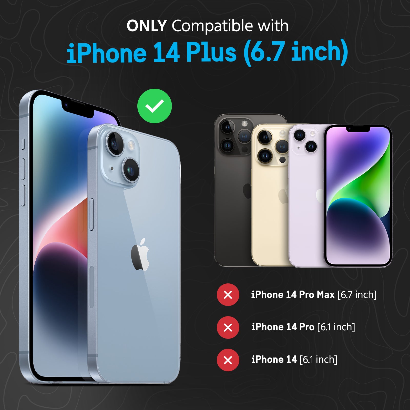 ONLY COMPATIBLE FOR IPHONE 14 PLUS (6.7 INCH)