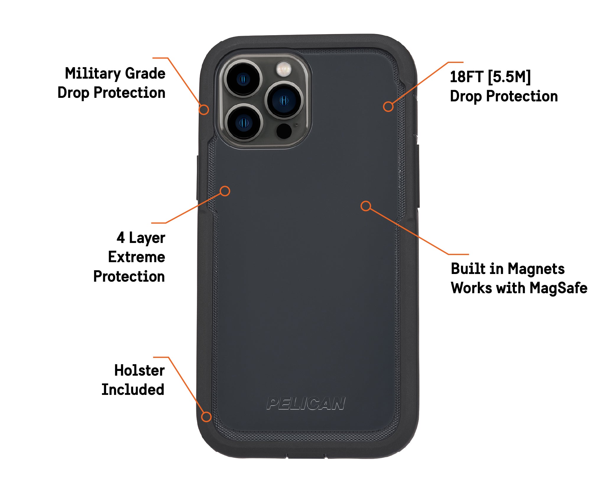 Pelican Voyager Series - Funda para iPhone 13 Pro, compatible con MAGSAFE.  Compatible con accesorios y cargadores MAGSAFE. Protección de grado militar