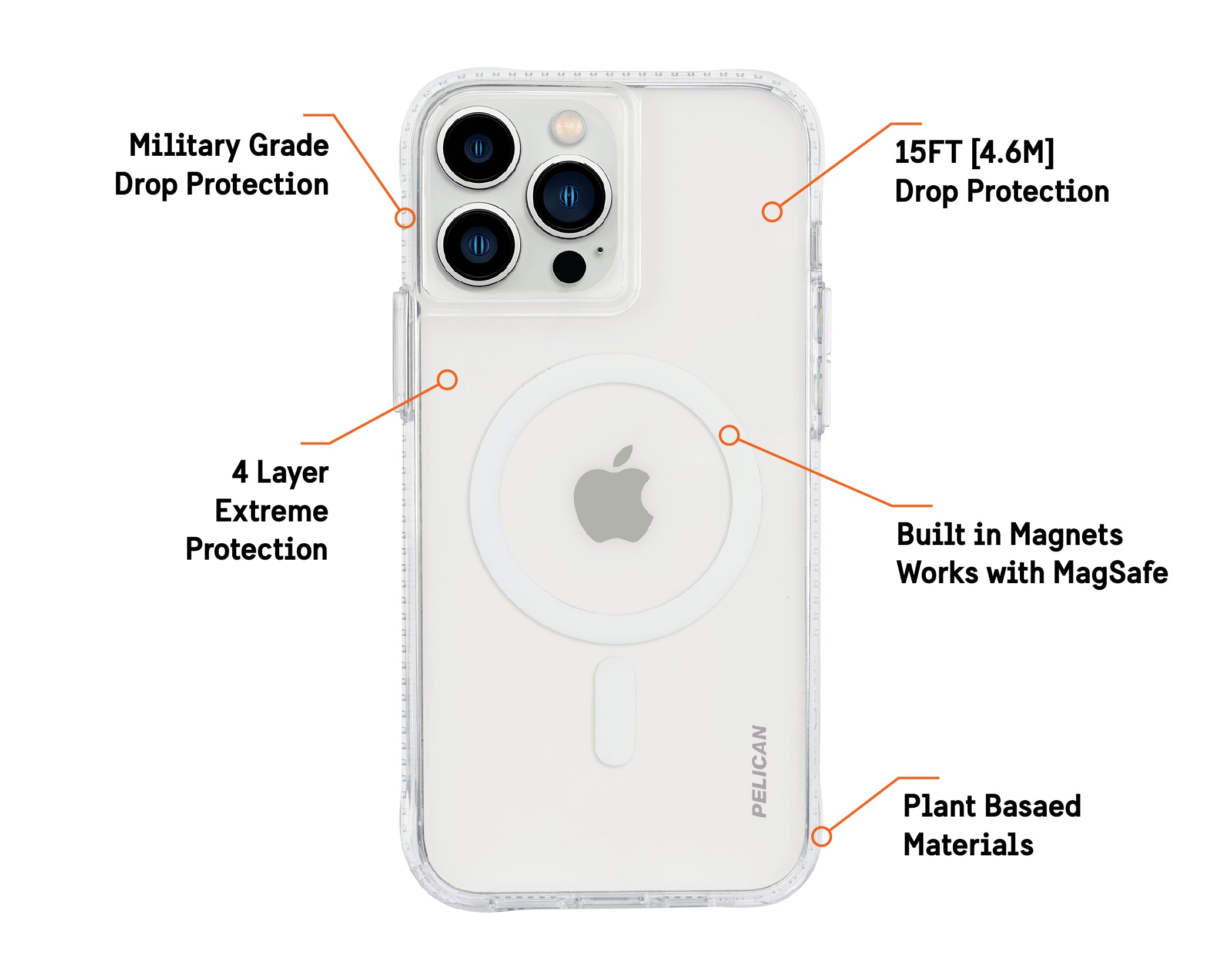 Pelican Ranger Clear Works for MagSafe for iPhone 13 Pro