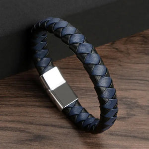 Classic Black Braided Leather Bracelet for Men Fashion Punk Leather Bracelet Magnetic Buckle Bangles Jewelry Gift 19/21/23cm - BossDeals