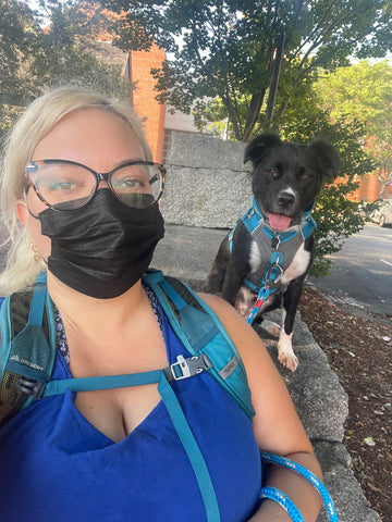 Jenny and Big Judy the Border Collie mix pose for a selfie.