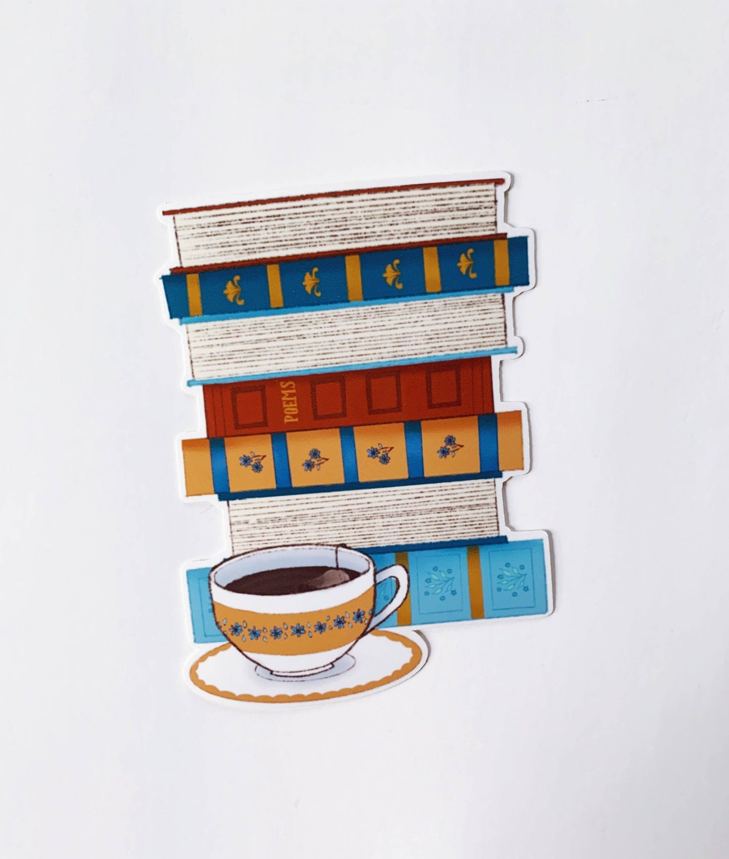 Sticker: Books & Tea (mini size)