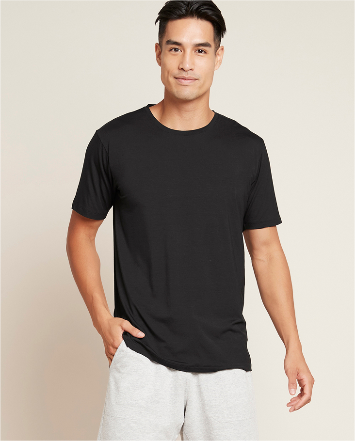 Bambus T-shirt med rund hals til mænd | Sort - Sort / S