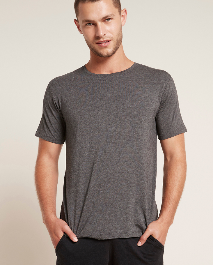 Bambus T-shirt med rund hals til mænd | Mørkegrå - Mørkegrå / S