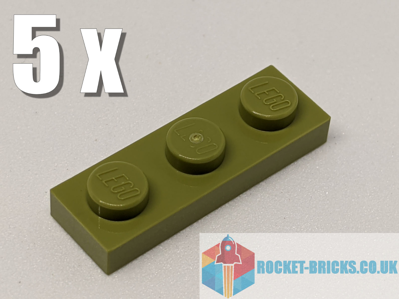 ⭐️️5 x NEW LEGO 3623 PLATE 1 x 3 - OLIVE GREEN - 6278088️⭐️