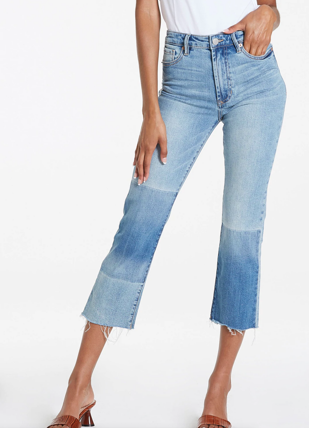 Frankie Super High Rise Cropped Straight Jean in Tide Pool