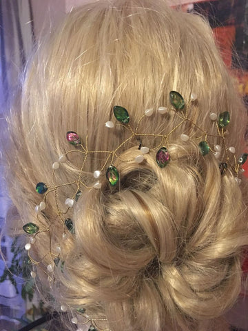 hairpiece with green leaves greenery wedding