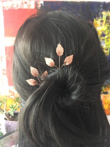 hair pin with leaves
