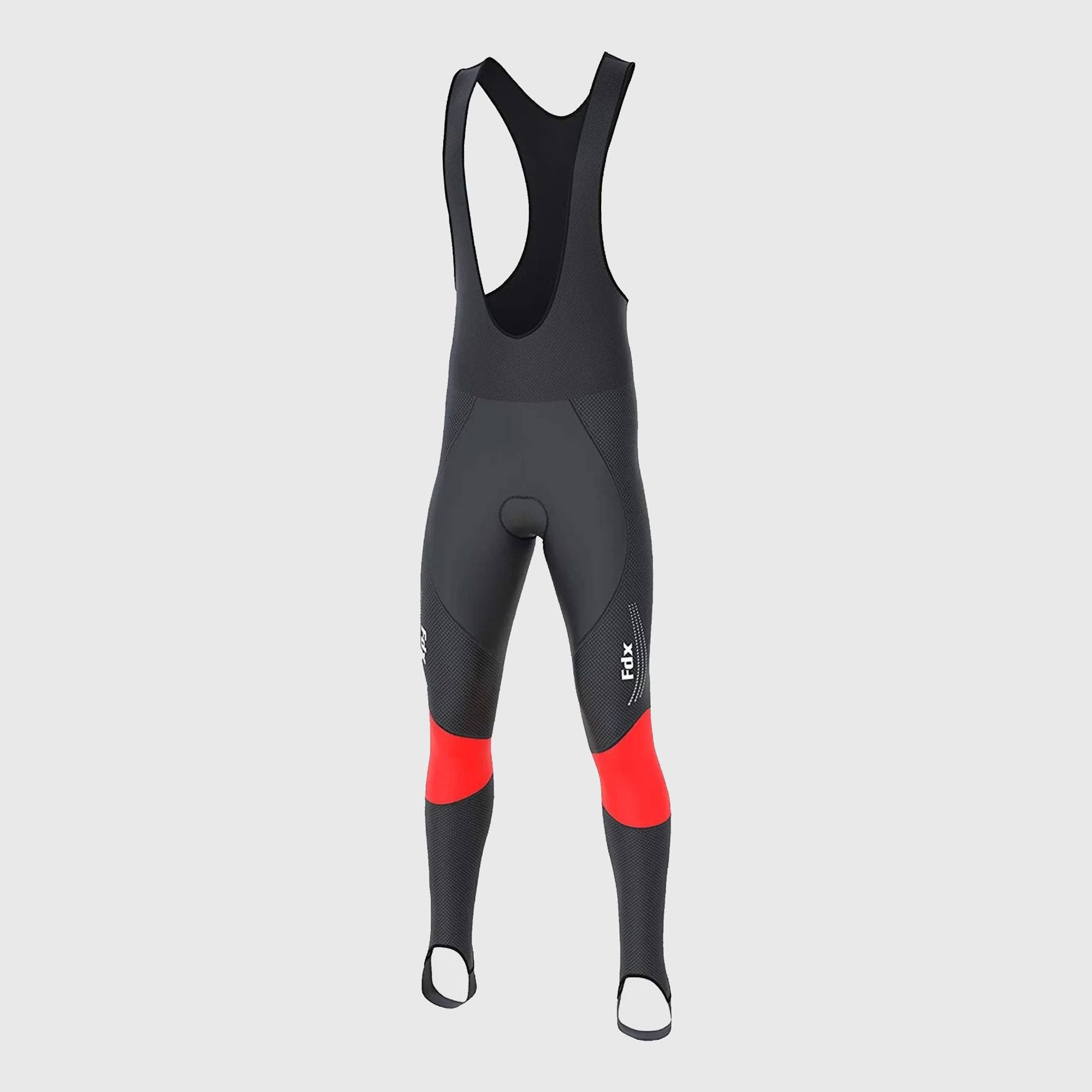 Fdx All Day Men's Padded Winter Cycling Bib Tights Red, Black