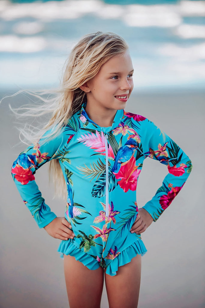 Kids Rash Guard Top - Tribe Tropical | Pink