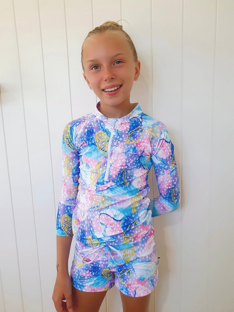 Kids Rash Guard Top - Tribe Tropical | Pink