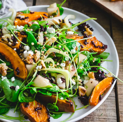 Squash menu item from sweetgreen served with toasted buckwheat