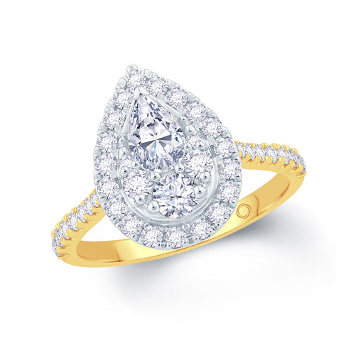 2.00 CT. T.W. Certified Lab-Created Pear-Shaped Diamond Frame Split Shank Engagement  Ring in 14K White Gold (F/SI2) | Peoples Jewellers