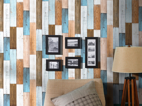 coloribbon peel and stick vintage blue wood grain sticker is the best bedroom wallpaper ideas