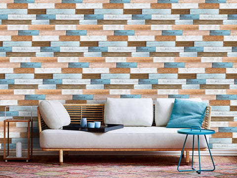 coloribbon peel and stick vintage blue wood grain design wallpaper ideas