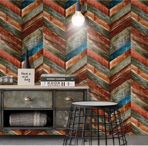 coloribbon self-adhesive colorful diamond wood grain art design wallpaper for living room