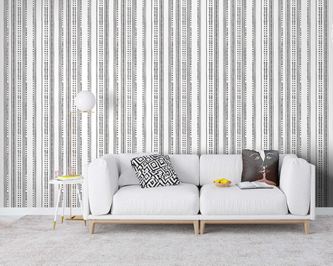 coloribbon peel and stick nordic style stripe and triangle wall mural