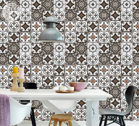 coloribbon peel and stick ethnic retro kitchen backsplash