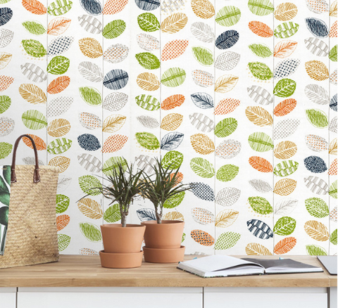 coloribbon fresh leaf pattern art peel and stick wallpaper