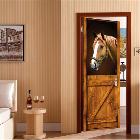 coloribbon peel and stick 3d creative decorative horse pattern door sticker