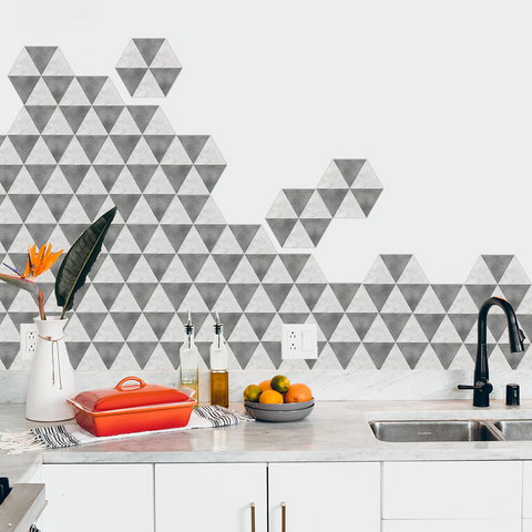 Coloribbon Grey Triangle Kitchen Tile Sticker