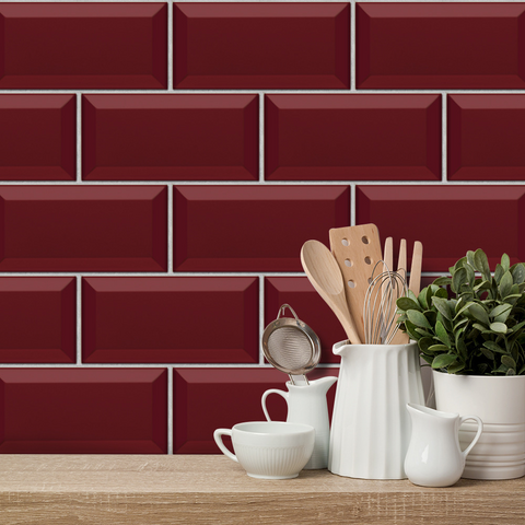 coloribbon 3d red pvc peel and stick wallpaper for home tiles