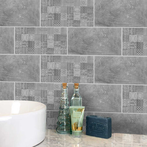 coloribbon 3d waterproof peel and stick dark grey cement tile stickers