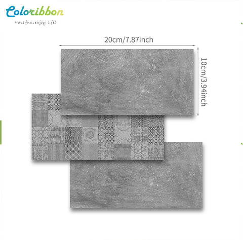 the size of coloribbon self-adhesive dark grey cement tile stickers