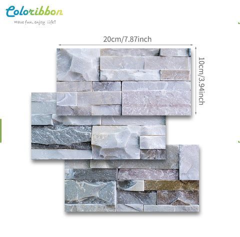 the size of coloribbon peel and stick 3D light grey brick pattern wallpaper