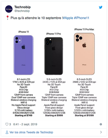 iPhone 11 Pro - Especificaciones técnicas (ES)