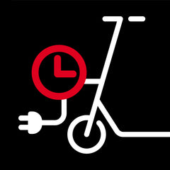 Kick scooter icon with a clock