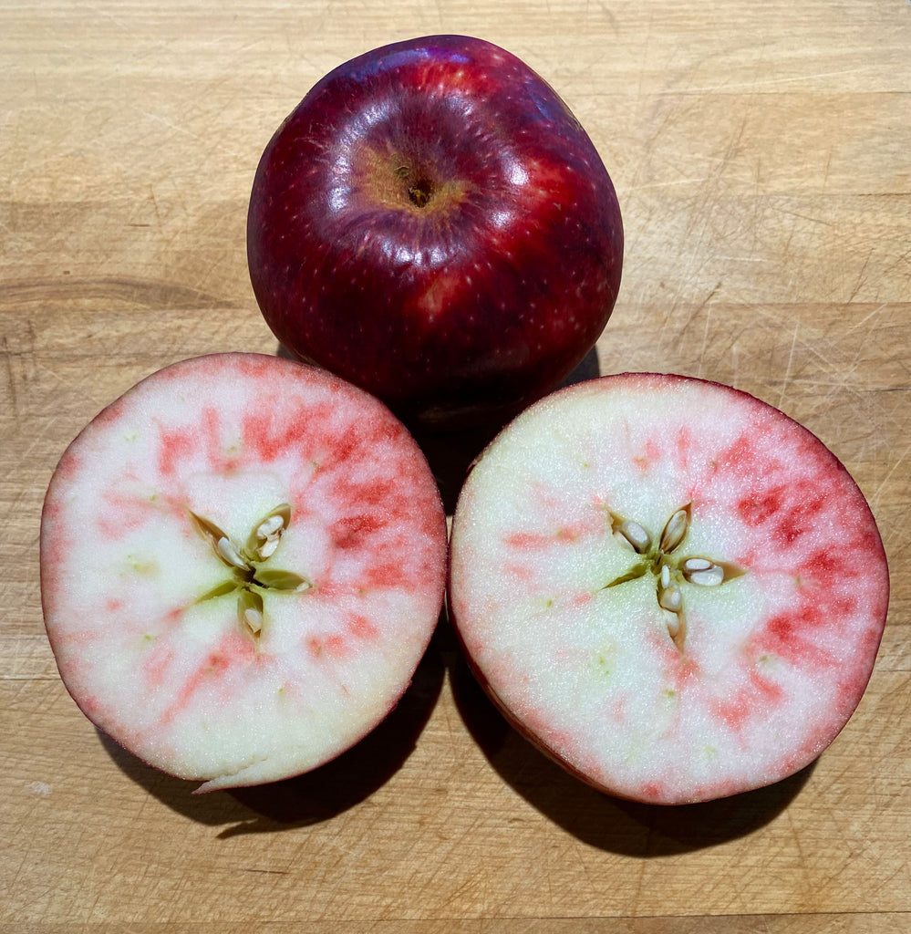 Strawberry parfait apple cut open