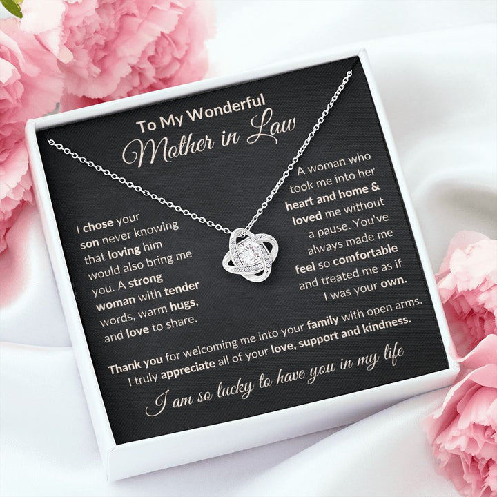 To my Wonderful Mother in Law - Thank you for welcoming me into your family - Knot Necklace