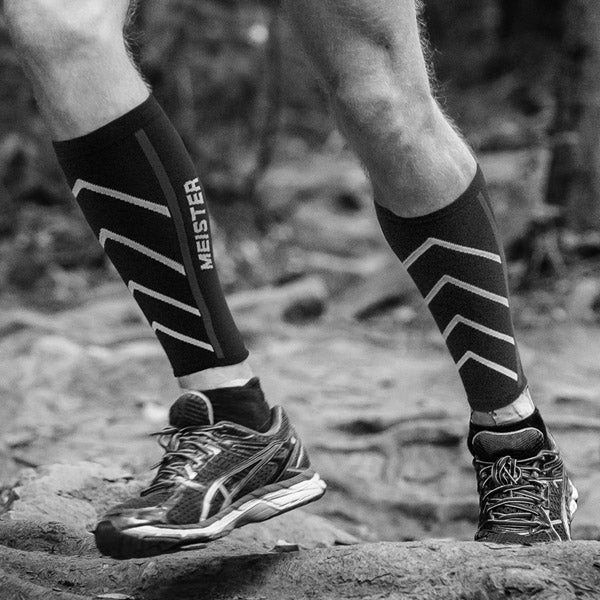 Black Classic Stripe Compression Calf Sleeves –