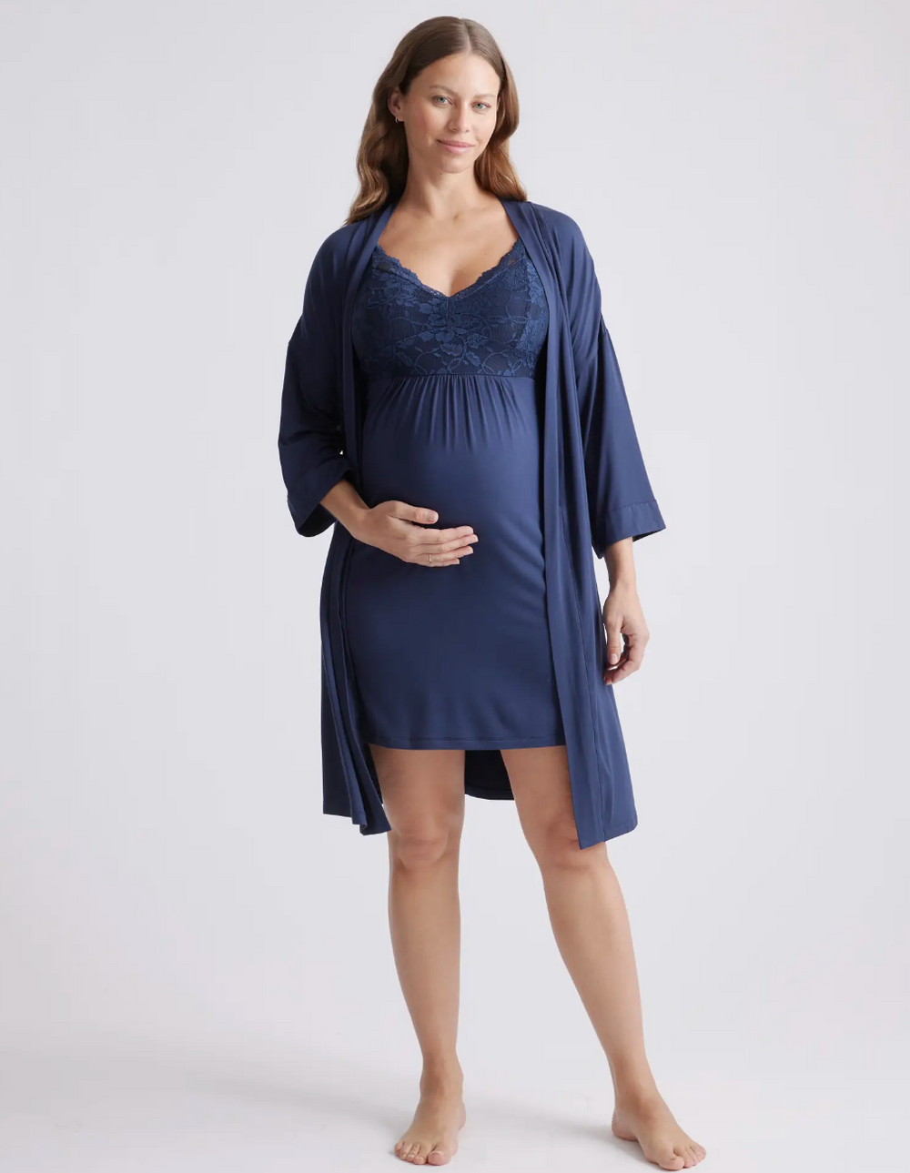 Nightie, Maternity & Nursing Special - blue dark solid, Maternity