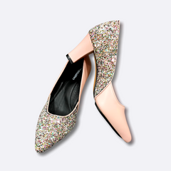 Le Coure Womens Heels - Hazel Contrast Tone - Pink Glitter