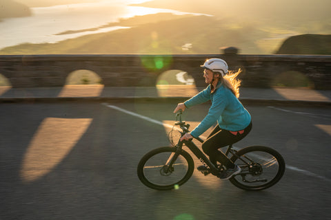 woman riding electric bike