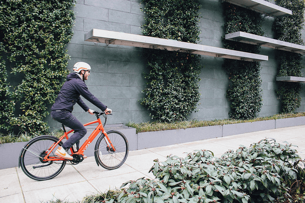 Bike commuter on Vvolt Proxima mid-drive electric bike