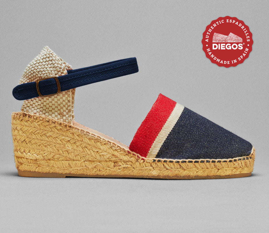 Parisian French stripes high wedge espadrilles | Summer shoes for women ...