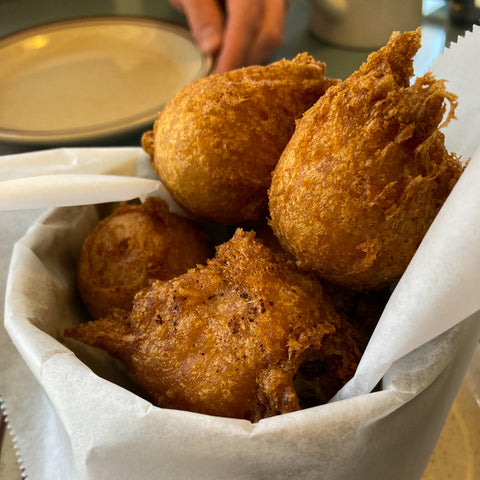 Cookie Dough Doughnut Bites at Steuben's