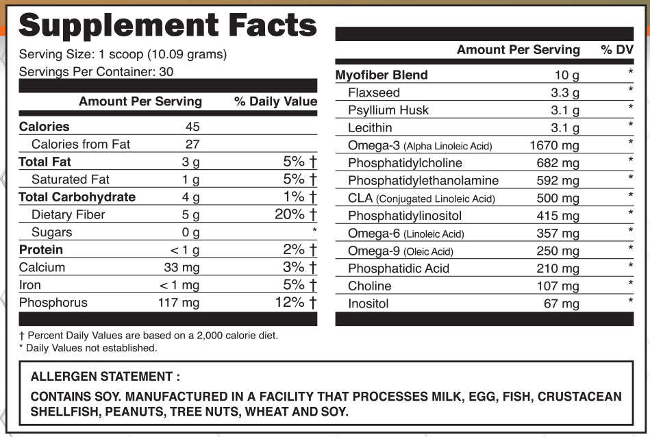 Myofiber Nutritional Information