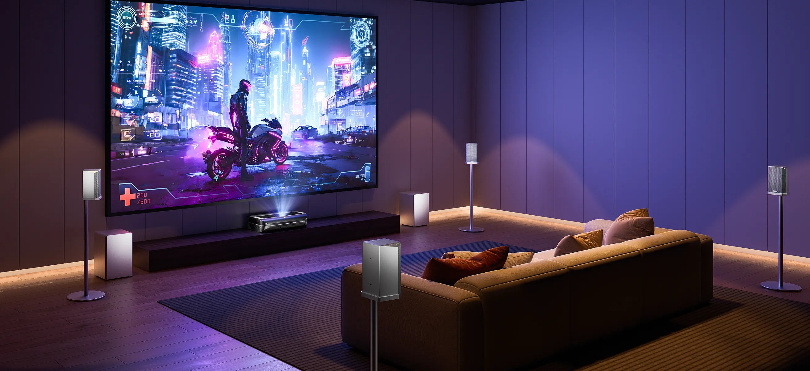 AWOL home theater system enhances gaming with vibrant visuals and surround sound.