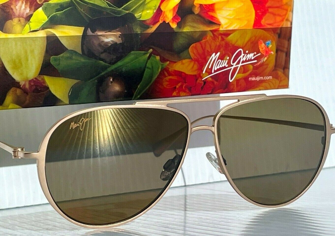 Maui Jim SHALLOWS Gold Satin Frames With POLARIZED HCL Bronze Lens Sun –  SunglassOne
